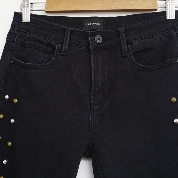 SALE DRIFTWOOD Candace Studded High Waist Straight Crop Black Jeans 26 - Picture 4 of 8